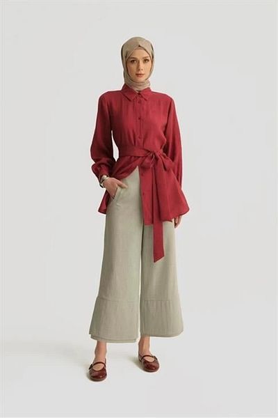 Armine Belted Modal Tunic 25Yd4224-1 Claret Red