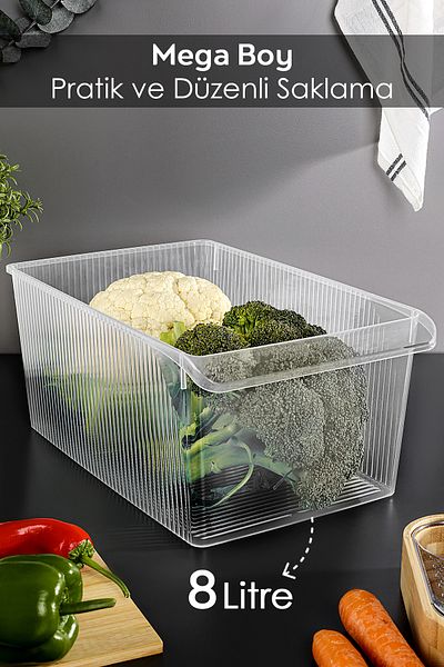 Meleni Home 5 Pieces In-Cabinet Refrigerator Organizer - Refrigerator Fruit Vegetable Storage Container Organizer Basket 8 Liters