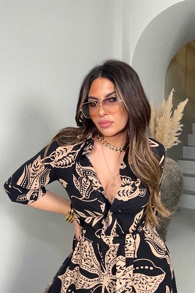 Sohotique By P Cămașă rochie neagră cu model