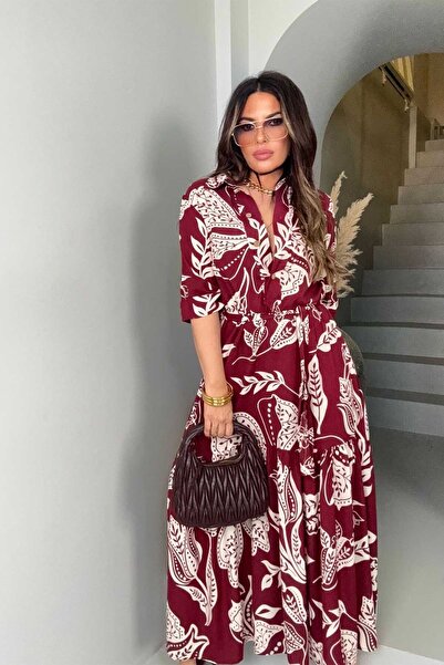 Sohotique By P Vzorované košilové šaty Claret Red