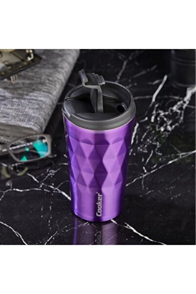 Elista Lüx 350 ml Prizma Çelik Termos Mug Mor - CKR2048