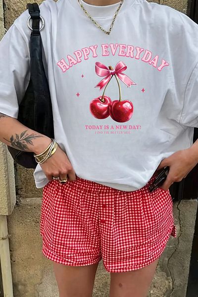 Touz Moda Μπλουζάκι Unisex Oversize με στάμπα Happy Everyday