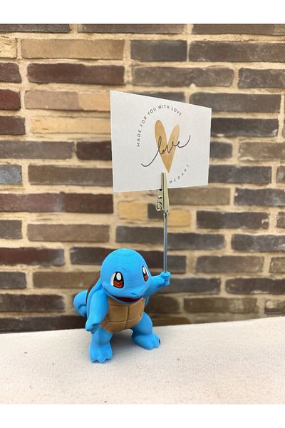 Megart Squirtle Pokemon Photo and Note Holder - Pokemon Themed Desktop Accessory Metal Clamp Note Holder