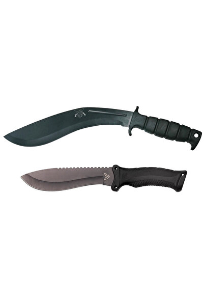 Depox Set de vânătoare IdeallStore, Kukri Madness, macetă și cuțit, negru, te...