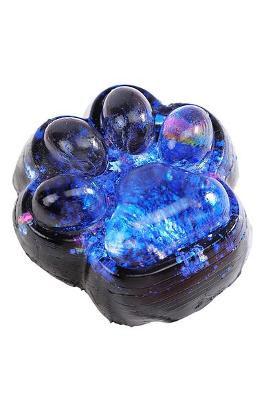 Flippy Squishy Pinch Family Jucarie Antistres Flippy, Labuta de Pisica cu Sclipici, 6.5x6 cm, 60g, Albastru