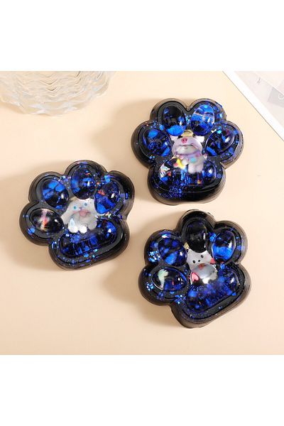 Flippy Squishy Pinch Family Jucarie Antistres Flippy, Cat Paw, 6.5 x 6 cm, din TPR, 4-6 Ani, Negru