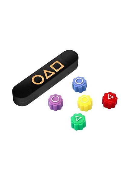 Flippy Gonggi Joc Traditional Flippy, Tip Squid Game, Set 5 Piese, Cutie Neagra, 10x2.3 cm