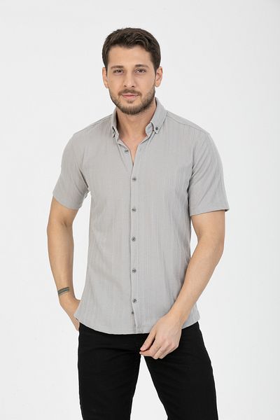 Klothy Men's Short Sleeve Slim Fit Knitted Shirt 2583