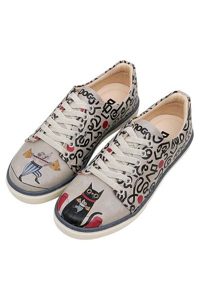 Dogo Women's Vegan Leather Multicolor Sneakers - Cat and Mouse Design