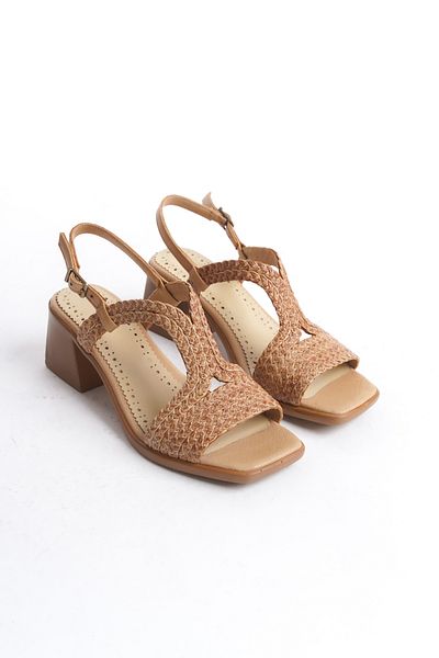 Elile Shoes Sandale tricotate cu toc din piele naturală mărimea 34-35-41-42
