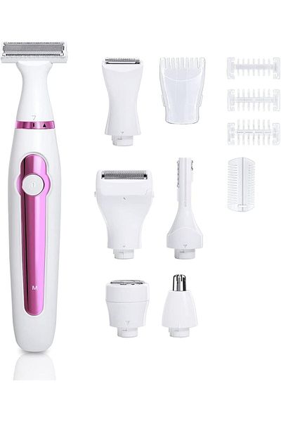 COOYA 6 In 1 Electric Epilator Hair Shaver for Women, USB Rechargeable Cordless, Painless for Bikini Area
