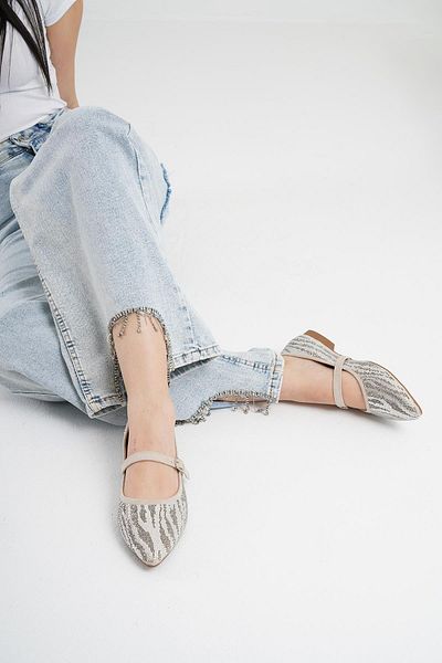 Beyond Women's Skin Stone Pointed Toe Buckle Ballerinas Byndkp678