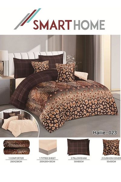 smart home Winter Double Duvet Set 6 Pieces Double Sided System, Velvet Bedspread with Microfiber Filling