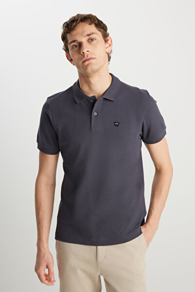 WRANGLER %100 Pamuk Regular Fit Normal Kesim Antrasit Polo Yaka Tişört