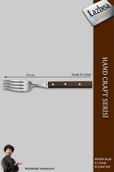 LAZBİSA Hand Craft Series Steak Meat Food Top Set of 6 Kitchen Knife Organizer