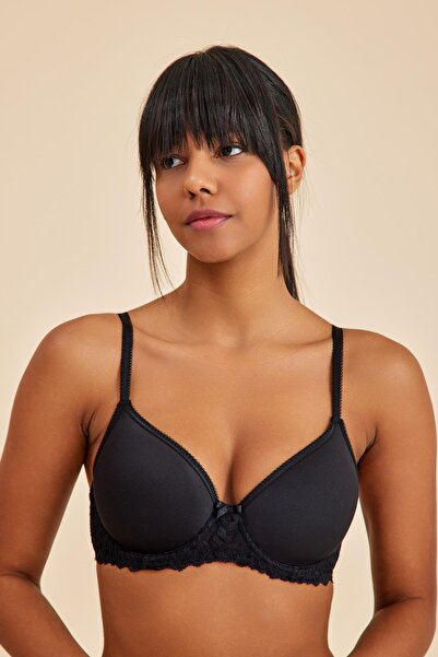 Amarelle Victoria Siyah Toparlayıcı Balenli Dolgusuz Balkonet Sütyen