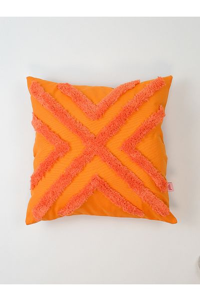 Galia Tasarım Feather Striped Punch Throw Pillow Cover - Orange