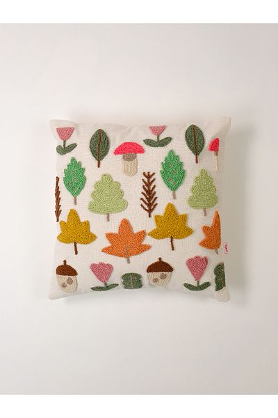 Galia Tasarım Autumn Whimsy – Κεντημένο στο χέρι κάλυμμα μαξιλαριού με θέμα το φθινόπωρο