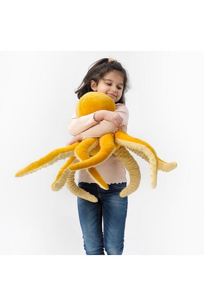 IKEA ​IKEA BLÅVINGAD Soft Toy Octopus – Yellow Plush Toy, 50 cm, Eco-Friendly and Educational.