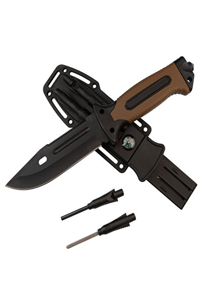 Depox Vojenský nůž s pouzdrem a ořezávátkem, 27,5 cm IdeallStore, multifunkčn...