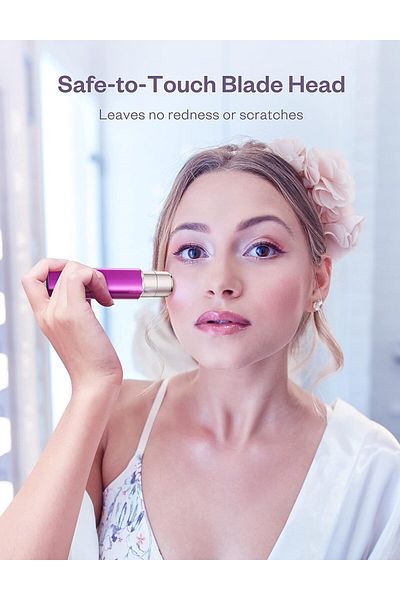 COOYA Facial Painless Epilator, LED Light, Rechargeable, Precise Trimmer, IPX6 Waterproof, Charging Cable