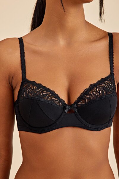 Amarelle Emma Black Lace Shaping / Sculpting Bra- Half Cup Underwire and Non-Padded