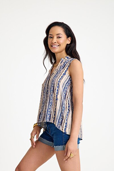 Los banditos Καλοκαιρινή μπλούζα με γιακά πουκάμισο ασύμμετρη κοπή