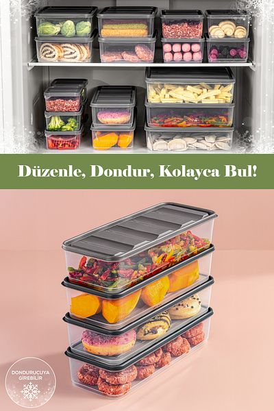 Vienev 1.65 Liter Refrigerator - 4 Piece Organizer Gray, Microwave Safe