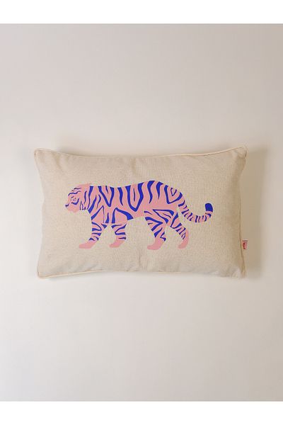 Galia Tasarım Safari Leopard Linen Print Throw Pillow Cover