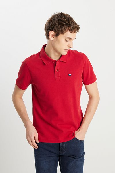 WRANGLER %100 Pamuk Regular Fit Normal Kesim Kırmızı Polo Yaka Tişört