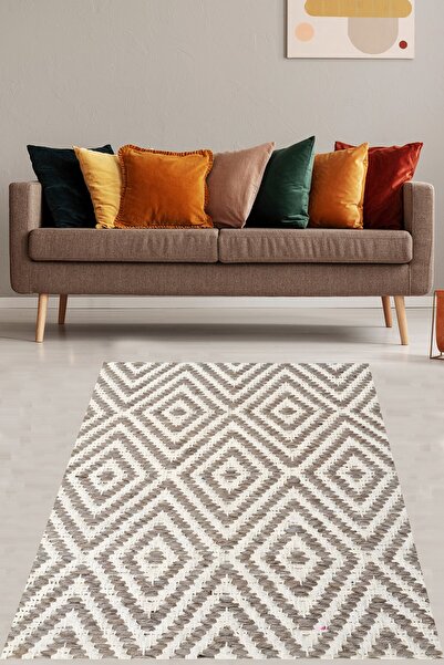 on the clouds Şık Modern Geometrik Desenli Yıkanabilir Kaymaz Taban Leke Tutm...