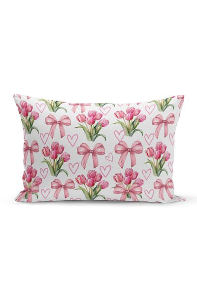 Bertille Home Κάλυμμα μαξιλαριού με ριχτάρι σειράς Cherry Bow διπλής όψης με ψηφιακή εκτύπωση (Cherry with Bow)