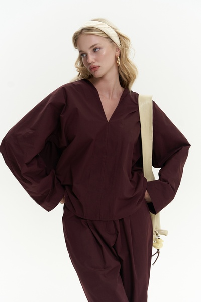 MAI STUDIOS CO. Blenham Claret Red Shirt Pants Set