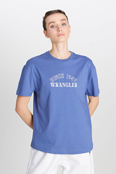 WRANGLER Regular Fit Normal Kesim Bisiklet Yaka %100 Pamuk Mavi Tişört