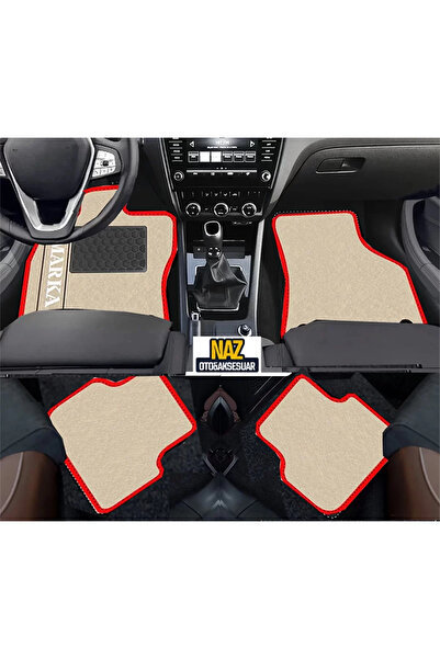 NAZ OTO Renault Megane 4 2016 ve Sonrası Sedan Bej Halı Kırmızı Kenar Petek T...