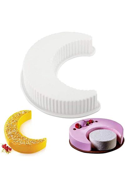 COOYA 3D Moon Shape Silicone Cake Mold, Crescent Mousse Cake Bread Mould For Kitchen Baking