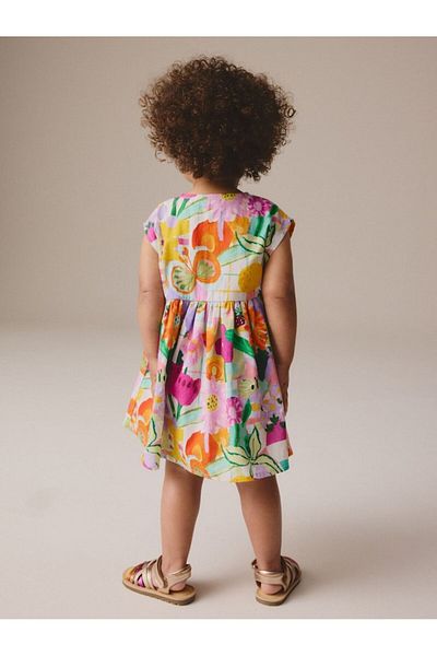 Next Baby 100% Cotton Floral Print Short Sleeve Print Short Sleeve Dress