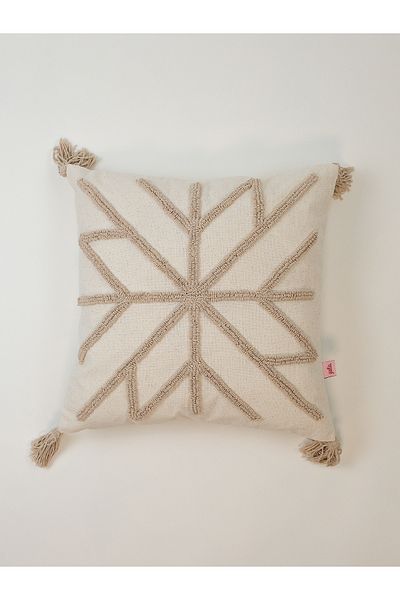 Galia Tasarım Minimal Scandinavian Beige Punch Throw Pillow Cover