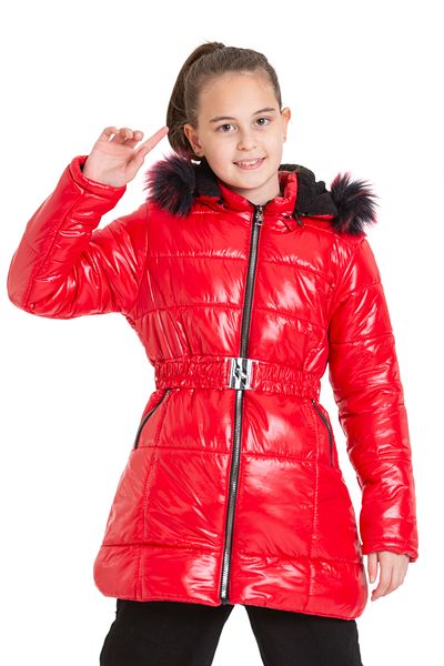 Talsmoda Quilted Children's Coat with Plush Hood and Fur Inside