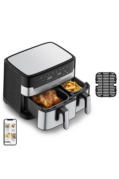 TEFAL Friteuza dubla Tefal EY905D10, 2700 W, 8.3 l, 8 programe, LCD Touchscreen (Negru/Argintiu)