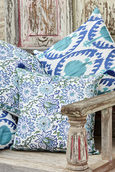 Karaca Home Perna cu Motiv Andora 45x45 cm Albastru