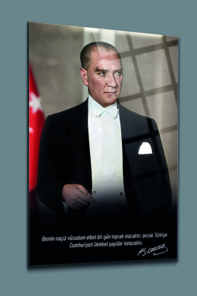 glassartdesign Tabloul de sticlă Ataturk 131 Tabloul Patriei Tabloul Steagulu...