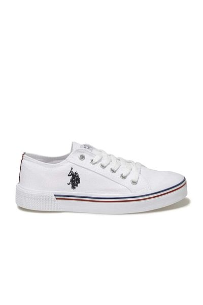U.S. Polo Assn. حذاء رياضي أبيض نسائي - مناسب للجنسين