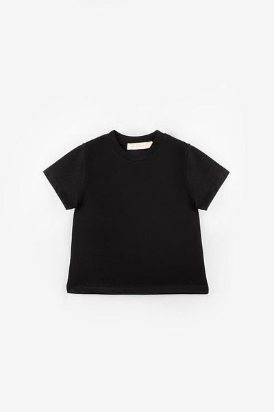 Le Mabelle Black Combed Cotton Basic Kids T-Shirt