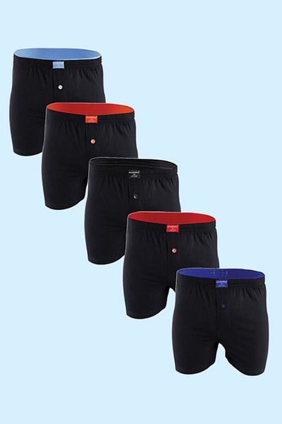 Ceylanoğlu Ανδρικό 100% βαμβακερό Terry Waist Boxer 5 τεμαχίων Οικονομικό Πακέτο Μαύρο Χρώμα 032