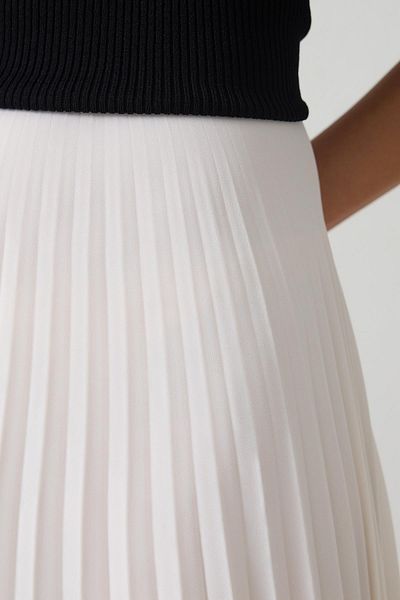 Setre Cream Pleat Detailed Asymmetrical Cut Skirt