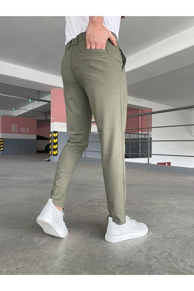 hello7 Men's Quality Green Green Suitable for Every Environment Lycra Italian Cut Stylish and Comfortable Fabric Trousers.