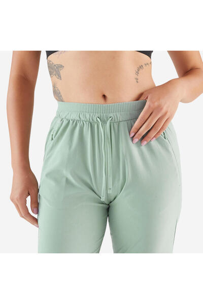 Decathlon Kiprun Women's Running Sweatpants - Light Khaki - Kiprun Run 500 Dry