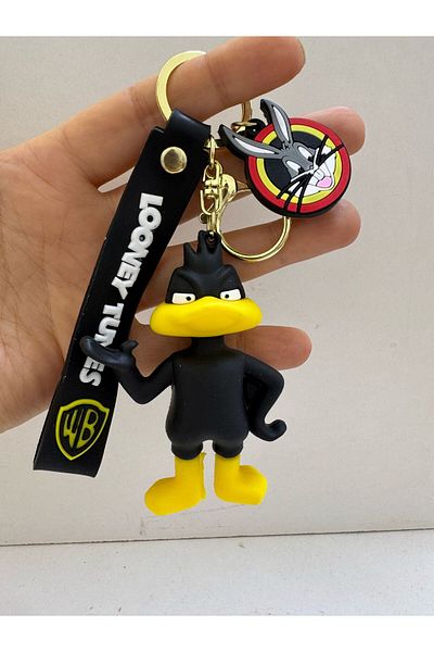 AresTokaAksesuar 3D Large Luxury Silicone Daffy Duck Keyring Purse Decoration