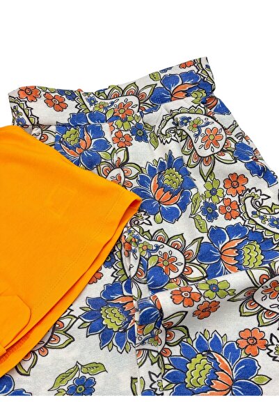 Ege Bebek Ethnic Pattern Girl's Summer Pants 2-3-4-5-6 Years Old Top Set